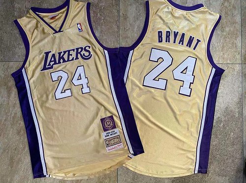 Men Los Angeles Lakers 24 Bryant golden NBA Jersey